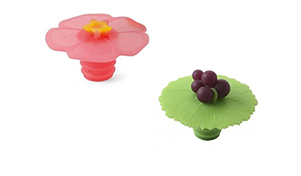 Charles Viancin Bottle Wine Stopper Pink Hibiscus Flower BPA Free Silicone