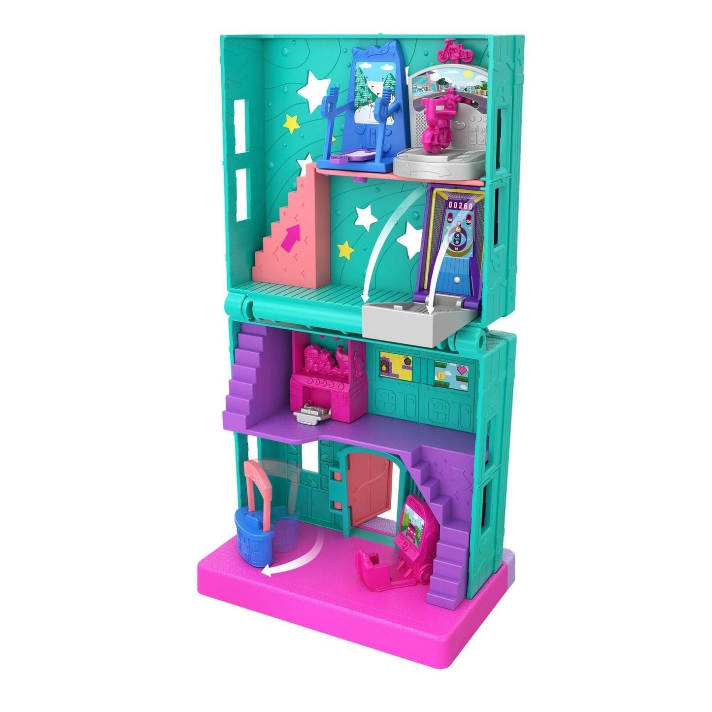 Polly Pocket POLLYVILLE ARCADE Playset with Polly & Lila Dolls and Accessories