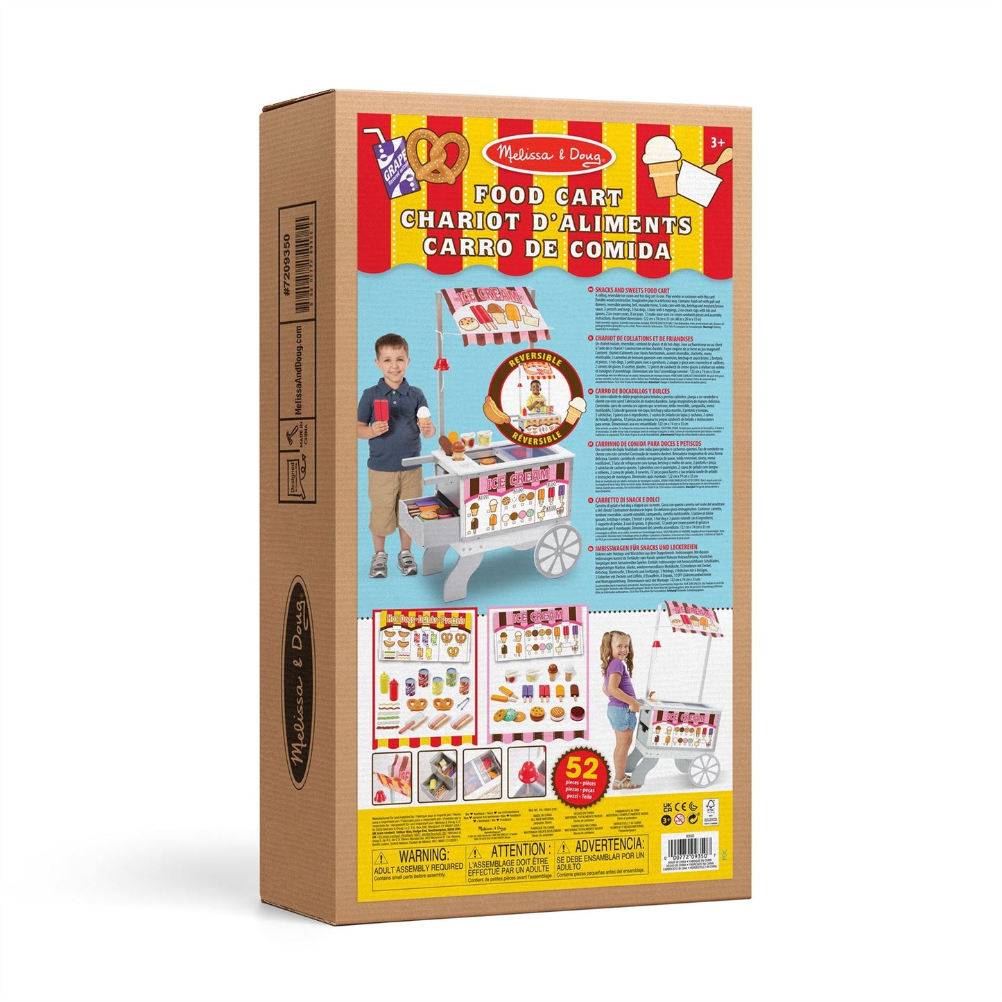 Snacks & Sweets Food Cart 9350 – Melissa & Doug Wooden Pretend Play Ice Cream & Snack Stand for Kids (Wheeled Role-Play Cart)