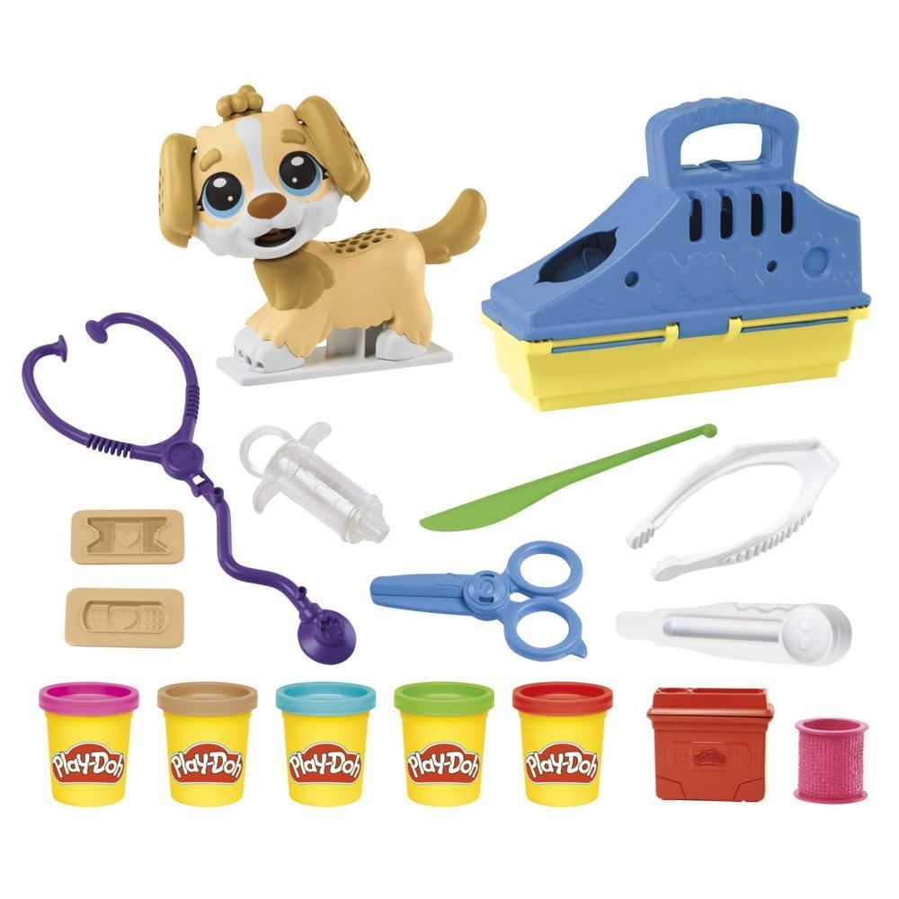 Play-Doh Care ’n Carry Vet Playset F3639 – Pet Carrier Clinic Kit with Toy Dog, 10 Vet-Tools & 5 Dough Colours (Age 3+)
