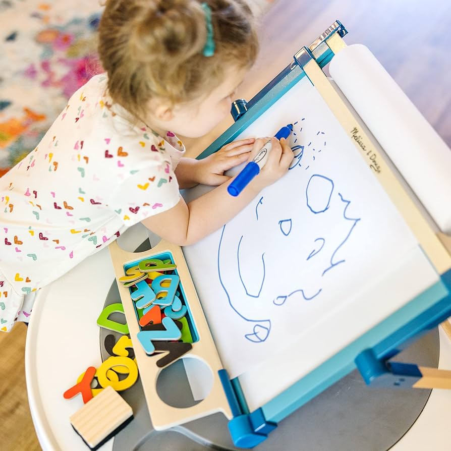 Magnetic Tabletop Easel 96085 Melissa & Doug Deluxe Double-Sided Easel with Dry-Erase Board, Chalkboard & Art Supply Storage (SIOC)