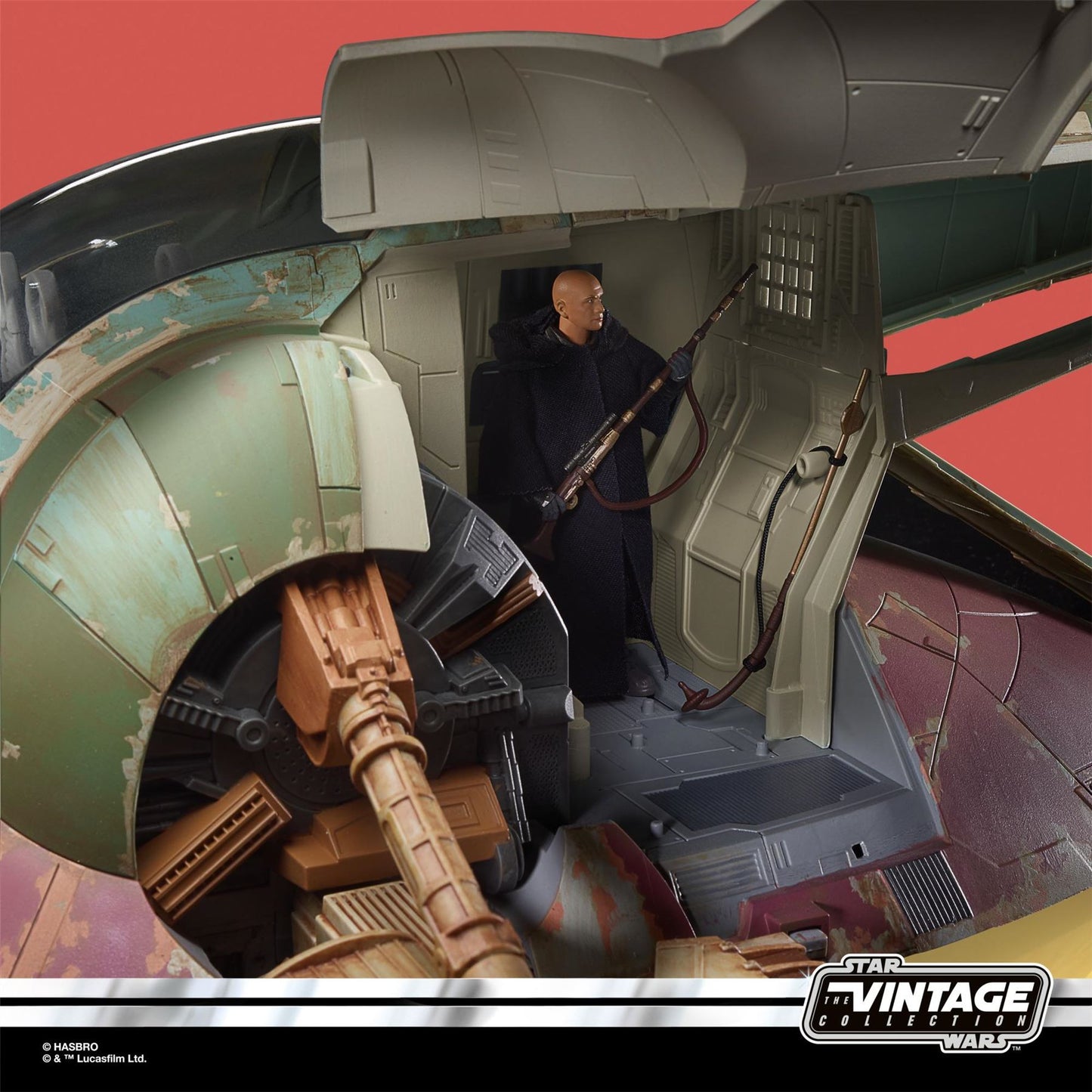 Boba Fett’s Starship 3.75″ Scale Vehicle F5862 – Star Wars The Vintage Collection (The Book of Boba Fett) | Kenner-Style Hasbro Ship with Accessories
