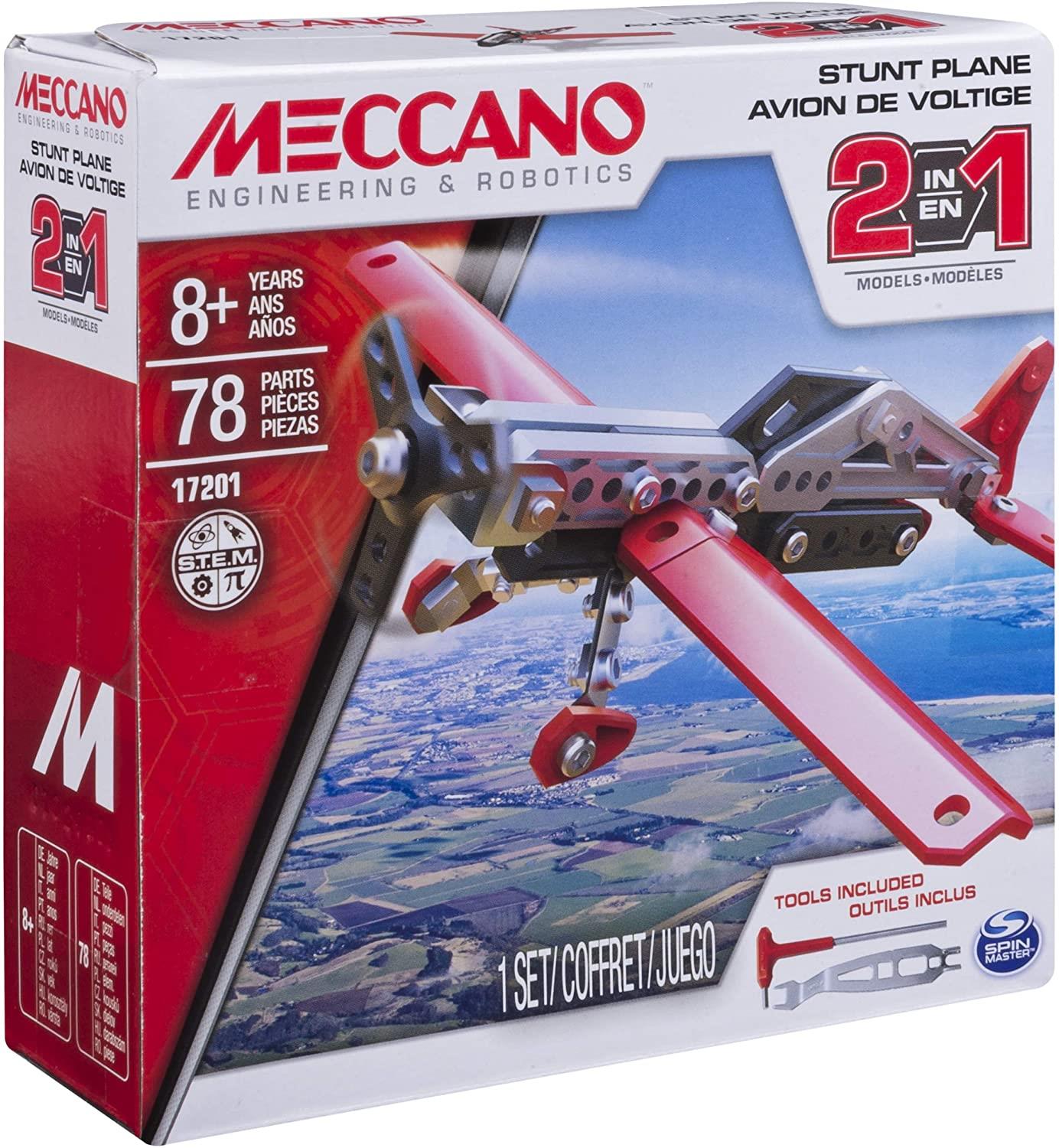 Meccano 2-in-1 Stunt Plane Model Maker Building Playsetet 17201